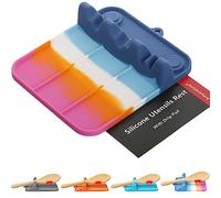 Spoon Rest, Silicone Spoon Holder for Stove Top with Drip Pad Suitable for Multiple Kitchen Gadgets, 3-Groove Upgraded Utensil Rest for Kitchen Counter, Heat-Resistant Dishwasher Safe, Macaron Color