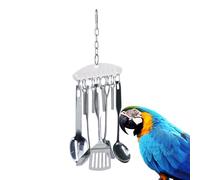 Spoon Ring Bell Bird Toy - Stainless Steel Birds Toys, Multi Functional Gnawing Scoops Tòys | Parrott Toyy Bells Pendant for Conures, Finches, Cockatoos, Budgiee, Lovebirds