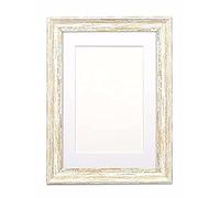 Spoon White Colour Frame with White Mount Vintage Distressed Wood Effect/Camouflage Poster | Photo | Picture Frame - (25.4x25.4cm for 20.3x20.3cm) 10"x10" for 8''x8 pictures