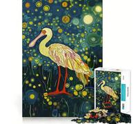 Spoonbill in Starry Night Forest Jigsaw Puzzles 1000 Pieces for Teenagers Thought Toy Shared Fun Precise Edge Santa Wish Item 38x26cm