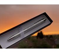 SPOONFROMTHEMOON.CO.UK Personalised Custom Metal Pen + Black Gift Box, Your Logo on Ballpoint Pen, Laser Engraved Blue Silver Black Red Pen, Personalised Engraved Ballpoint Pen