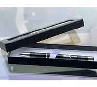 SPOONFROMTHEMOON.CO.UK Personalised Custom Metal Pen, Your Logo on Pen, Laser Engraved Blue Silver Black Red Pen + Black Gift Box, Personalised Engraved Ballpoint Pen