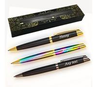 SPOONFROMTHEMOON.CO.UK Personalised Pen - Custom Engraved Ballpoint with Black Ink - 3 Colours - Gift for Him, Her, Teacher, Graduation, Office - Luxury Metal Finish - Gift Box
