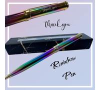 SpoonFromTheMoon Custom Thank You Pen + Gift Box, Laser Engraved Pen, NHS Pens, Teacher Gift, Boss Pen, Thank You Gift, Engraved Ballpoint Pen, Rainbow Colors/Black Ink