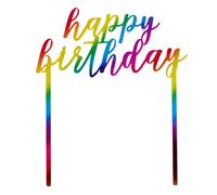 spoonfromthemoon Rainbow Happy Birthday Cake Topper Acrylic Birthday Cupcake Topper Cake Pick Decorations for Birthday Party Cake Desserts Pastries Rainbow, Rainbow1