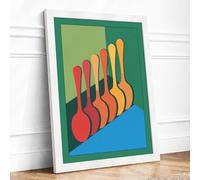 Spoons in Progression Geometric Framed Wall Art Print A1 (84.1×59.4cm) White, Wall Decor for Living Room, Bedroom, Office & Home, Ready to Hang, Art Gift