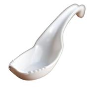 Spoons - Japanese Style Noodle Soup Spoons, Deep Hooked Handle Ladle, Large Ceramic Texture Serving Spoon, Commercial Grade Wonton Scoops | for Pho Porridge Dumpling