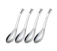 Spoons Set of 4 Stainless Steel Soup Spoons Table with Long Handle and Chinese Vintage Pattern Spoon Mirror Polishing Process(D,S)