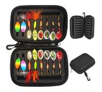 Spoons Trout, 16 Pieces Trout Bait, Artificial Bait, Sequin Artificial Bait, Trout Bait, Fishing Accessories with Storage Box for Trout Fishing Spoons Trout Bass Salmon Pike