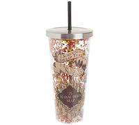 Spoontiques 21341 Harry Potter Solemnly Glitter Cup w/Straw, Stainless Steel Plastic, Solemly Swear
