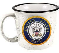 Spoontiques 21531 Navy Ceramic Camper Mug, White