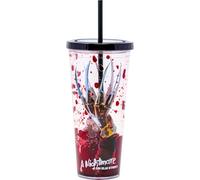 Spoontiques Freddy Krueger Acrylic Horror Tumbler, 20oz - Liquid Filled Acrylic Cup with Straw - Locking Lid with Straw, Double Wall Insulated, BPA Free