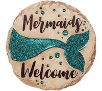 Spoontiques - Garden Décor -Mermaids Welcome Stepping Stone - Decorative Stone for Garden