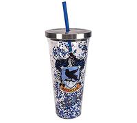 Spoontiques - Harry Potter Tumbler - Ravenclaw Glitter Cup with Straw - 20 oz - Acrylic - Blue