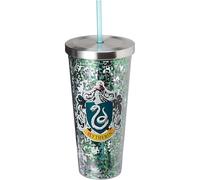 Spoontiques - Harry Potter Tumbler - Slytherin Glitter Cup with Straw - 20 oz - Acrylic - Green