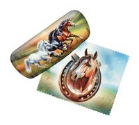 Spoontiques Horses Eyeglass Case - Includes Matching Microfiber Cleaning Cloth