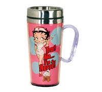 Spoontiques - Insulated Travel Mug - Betty Boop Nurse Coffee Cup - Coffee Lovers Gift - Funny Coffee Mug - 15 oz - Pink