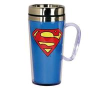 Spoontiques - Insulated Travel Mug - Superman Logo Coffee Cup - Coffee Lovers Gift - Funny Coffee Mug - 15 oz - Blue