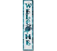 Spoontiques Sea Turtle Welcome Porch Sign - Decorative Home Décor Wooden Signs - Rustic Outdoor Decoration - Durable and Weatherproof - Entryway Decoration - 8” x 40”