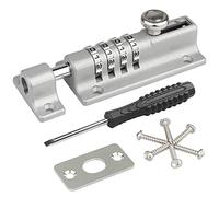 Spopal Combination Locking Bolt, [Weatherproof & Burglar Proof] 120mm Combi-Bolt 4 Digit Unique Combination Locking Bolt, Thicken Solid Zinc Alloy Door Latch Lock for Home, Gate, Shed, Garage (Silver)