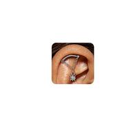 SPORCLO Hidden Helix Flat Back Stud Earrings Surgical Steel 16G Piercing, 16 Gauge, Stainless Steel, cubic zirconia