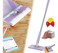 sporful 2024 Upgraded Hands-Free Mini Mop with Automatic Cloth Changing - Portable Household Cleaning Tool for Bathroom, Kitchen, Tableware, Desktop - Includes 2 Cleaning Cloths, Purple, SB-11