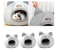 sporful 2xPet Nest Dog Cat Bed Warm Cushion Sleeping Cave Kennel Canopy Cozy Soft Fleece for Small Pets M 13x13x13inch