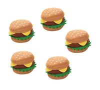 sporful 5 Pack Dog Hamburger Chew Toys Squeaky Plush Dog Toy for Teething and Teeth Cleaning