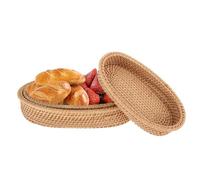Sporful Bread Basket for Serving - Natural Rattan Woven Bowl for Bread, Crackers, Fruit, Snacks, Rustic Handmade Basket for Table Display, Kitchen Storage, Picnic & Farmhouse Decor