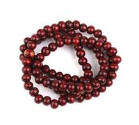 sporful Carved Buddha Character Mala Bracelet, Purplish Red