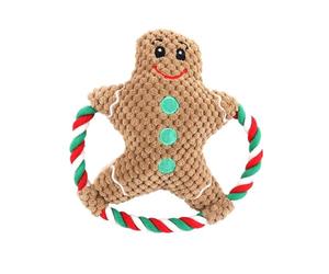 sporful Squeaky Dog Toy Interactive Gingerbread Man Design with Sound for Small Medium Large Dogs Indoor Outdoor Play 8.27x7.09 inch