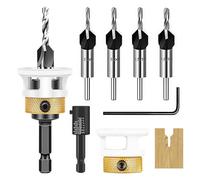 Sporgo 6-Piece Countersink Drill Bit Set: Countersink Drill Wood with 1/4 Inch Hex Shank, Drill Countersink with Depth Stop, HSS-M2 Countersink Wood Drill Bit with Countersink for Wood Processing