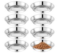 Sporgo Pack of 8 Flat Stainless Steel Cat Bowls: Feeding Bowl Cat Bowls Cat Plates for Cats with Wide Whiskers, Drop-Proof Feeding Bowl Flat Cat Feeding Bowl for Small Dogs, Cats (16 cm)