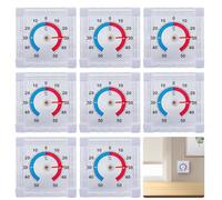 Sporgo Pack of 8 Window Thermometers: Self-Adhesive Window Door Thermometer for Outdoors, Analogue Outdoor Thermometer for Windows and Outdoors, Weatherproof Digital Temperature, White