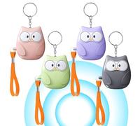 Sporgo Pocket Alarm Women: 4 Pack 130dB Self-Defense with LED Lighting & Key Ring, Owl Style for Women, Children, Elderly People