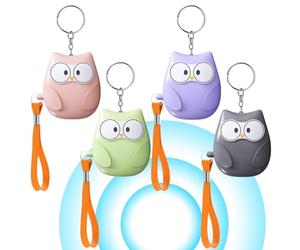 Sporgo Pocket Alarm Women: 4 Pack 130dB Self-Defense with LED Lighting & Key Ring, Owl Style for Women, Children, Elderly People