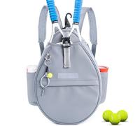 SPORJET Tennis Backpack with 2 Rackets Holder, Water-Resistant PU Leather Tennis Racket Bag for Women & Men, Sling Crossbody Sports Backpack for Tennis, Pickleball & Badminton, Tennis Gifts