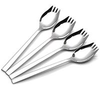 Sporks 4-Pack 1.6-inch Wide 18/10 Stainless Steel Sporks Everyday Use, Camping Backpacking Utensils, Spaghetti Salad Dessert Heavy Duty Flatware Set, 8.2-inch / 1.9-Ounce/(L)