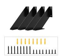 SPOROOT Shelf Bracket Black, Shelf Bracket 10 cm, 90° Triangle Support Iron Shelf Bracket for Angle Shelf (Pack of 4)
