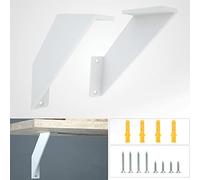 SPOROOT Shelf Bracket White 20 cm,90 Degree Triangular Design Heavy Duty Shelf Brackets, Decorate Wall Shelf Support Set of 2
