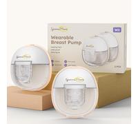 SporraMom W2 Hands Free Breast Pump, Wearable Breastfeeding Pump with Heated Function, Electric Portable Breast Milk Pumps for Baby Feeding, Hospital Grade & Low Noise, 2 Modes & 9 Levels, 24mm 2 Pack