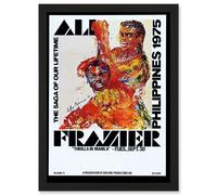 Sport Advert Boxing Thrilla Manila Ali Frazier Fight Philippines 1975 Artwork Framed Wall Art Print A4 Artery8 Black One Size
