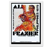 Sport Advert Boxing Thrilla Manila Ali Frazier Fight Philippines 1975 Artwork Framed Wall Art Print A4 Artery8 White One Size