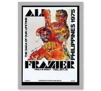 Sport Advert Boxing Thrilla Manila Ali Frazier Fight Philippines 1975 Artwork Framed Wall Art Print A4 Artery8 Light Grey One Size