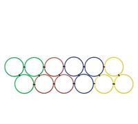 Sport Agility Ladder Hoop Ring, 12 Hoops with Storage Bag, Multi-Color (Green, Red, Blue, Yellow), 50cm Diameter, Speed and Footwork Training