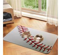 Sport Ball Baseball Patterned Pet Feeding Mat with Water-Absorbing PU Top & Rubber Base - Anti-Slip Dog Cat Food Mat for Cats, Dogs & Pets, 30x45cm