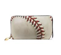 Sport Ball Baseball Printed Leather Wallet for Men Women, Long Clutch Handbag with 12 Card Holder and 3 Money Clip