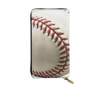 Sport Ball Baseball Printed Leather Wallet with 12 Card Holder and 122 Money Clip, Long Clutch for Men Women