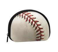 Sport Ball Baseball Printed Mini Coin Pouch, Shell Shape Zip Around Wallet, Small Zipper Pouch for Cash, Cards, Keys, Lipstick, Storage Pouch, Travel Organizer