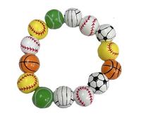 Sport Ball Bracelet for Women Men Baseball Basketball Football Tennis Wooden Bead Bracelets for Game Day Accessories Players Sport Fans Jewelry